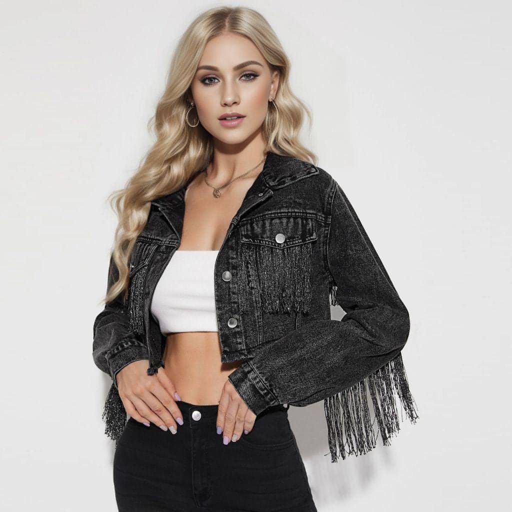 Main A1. Fashion Tassel Stitching Do The Old Cowboy Jacket For Women image