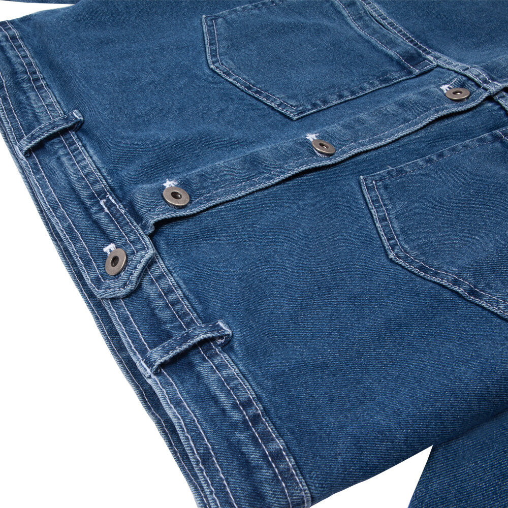 Biggdesign Katzen Denim Jacke für Frauen mit künstlerischem Design von Zeynep Pak, dunkelblau mit Metallknöpfen.