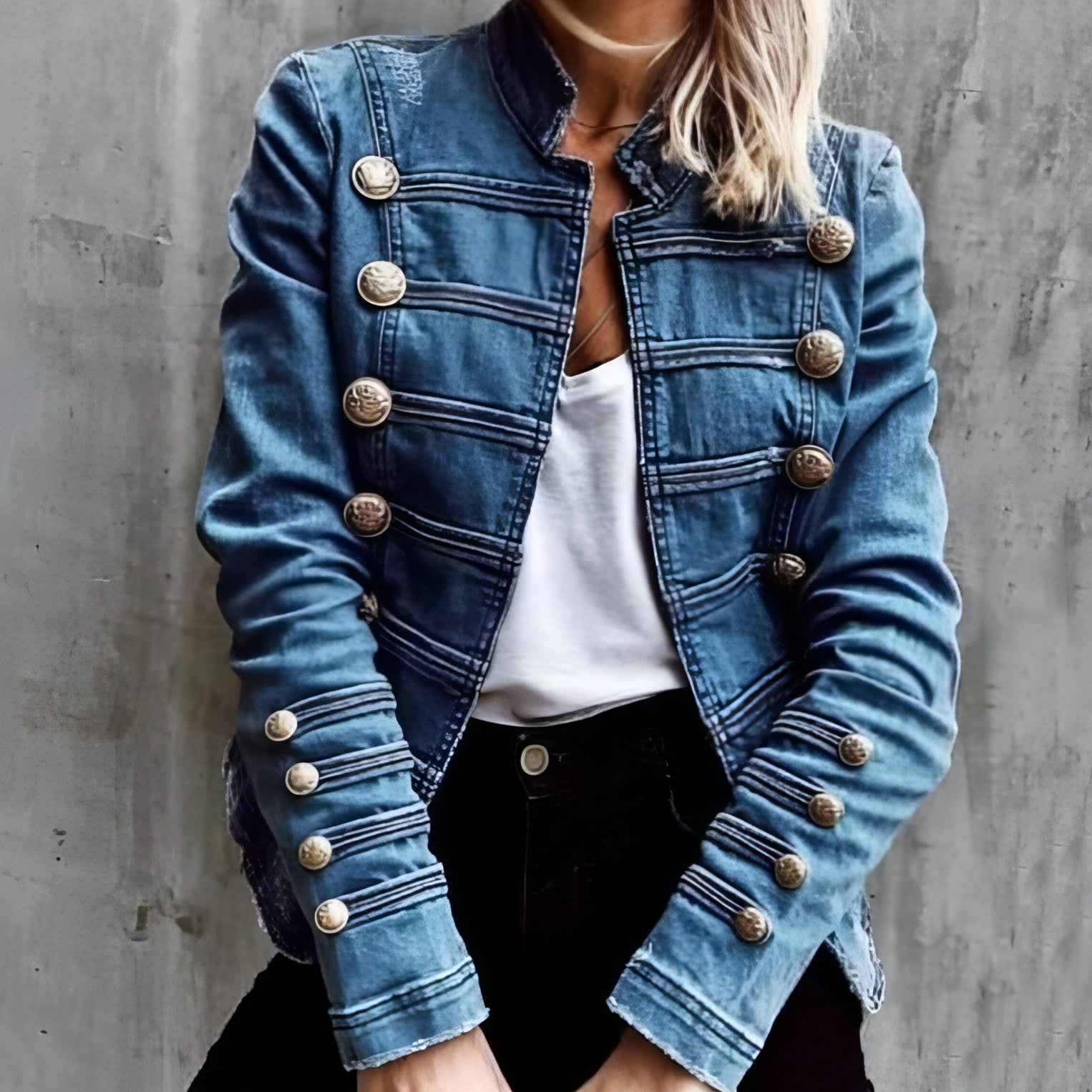 Main Clinch Disc With Double-breasted Stitching Button Slim Short Jacket image