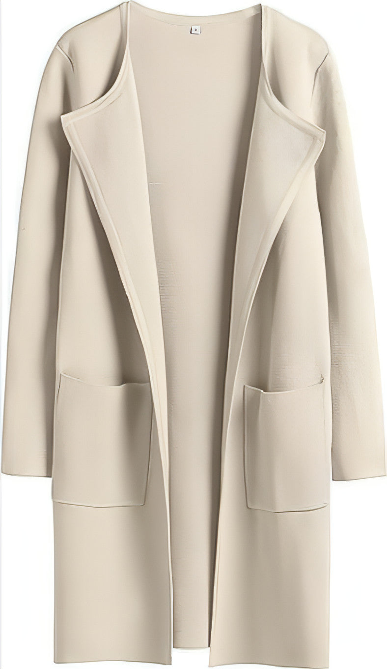 A stylish women's coat featuring a turn-down collar, made from high-quality materials, perfect for casual wear.