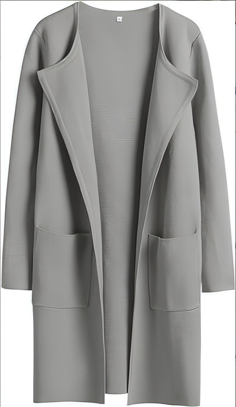 A stylish women's coat featuring a turn-down collar, made from high-quality materials, perfect for casual wear.