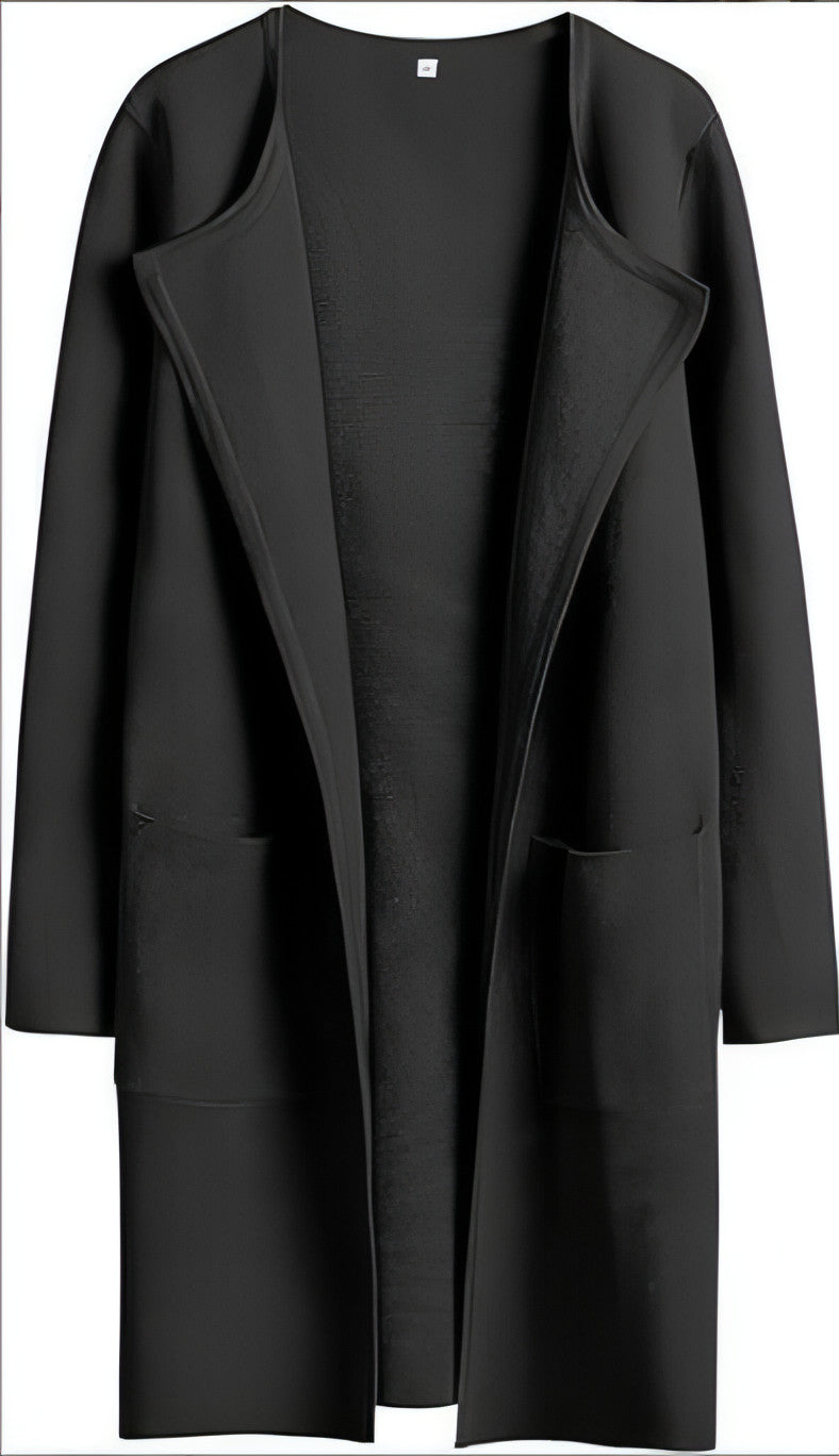 A stylish women's coat featuring a turn-down collar, made from high-quality materials, perfect for casual wear.
