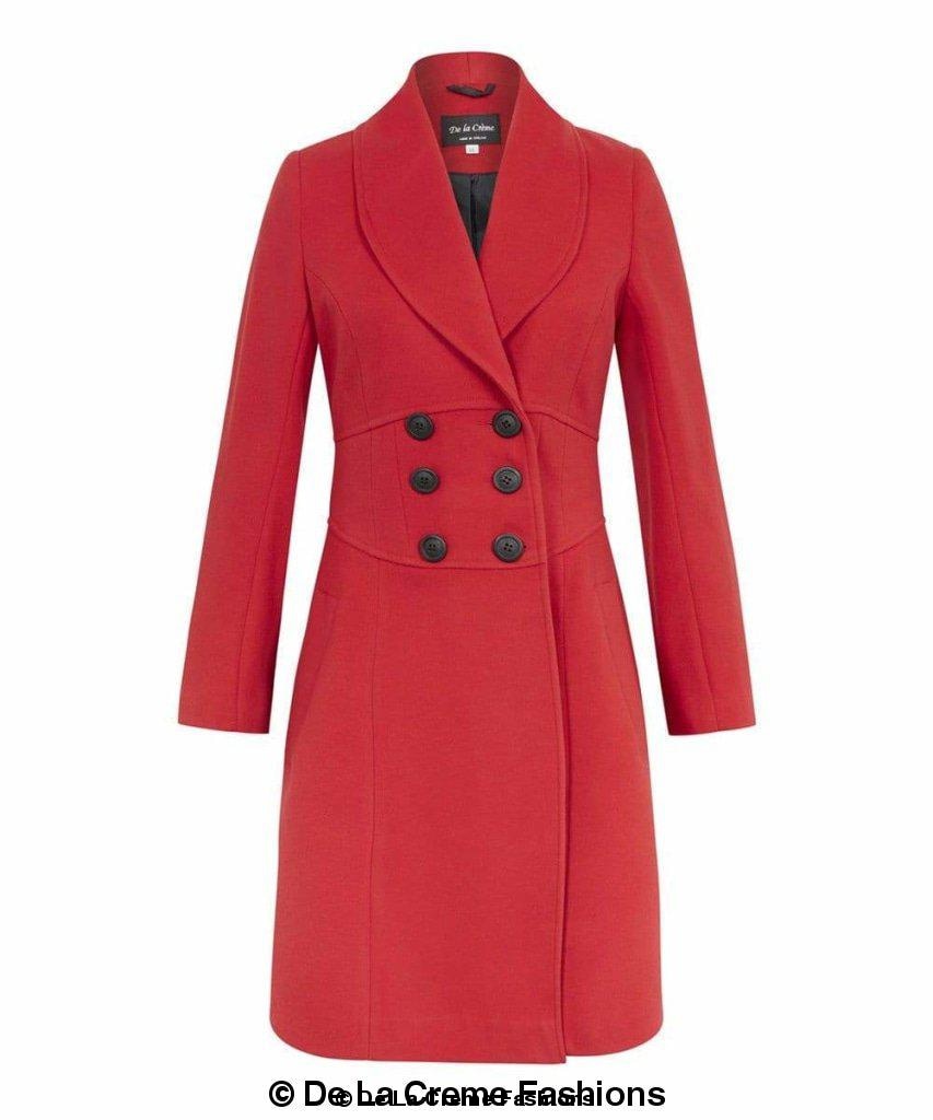 De La Creme Women's Slim Fit Double Breasted Roll Collared Coat in black, showcasing its elegant design and double breasted fastening.