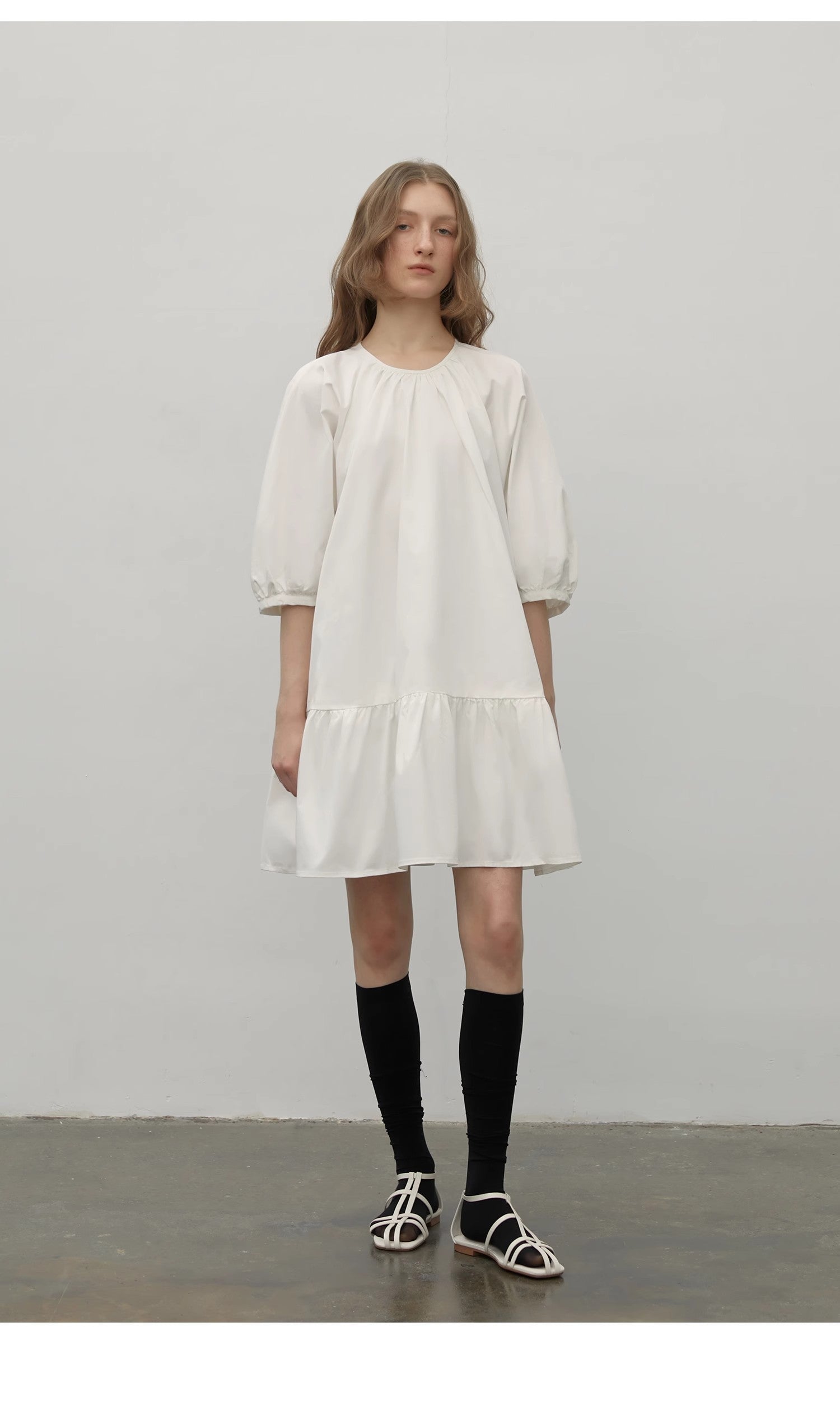 Main "Dream Island" Hepburn style white dress temperament high-end puff image