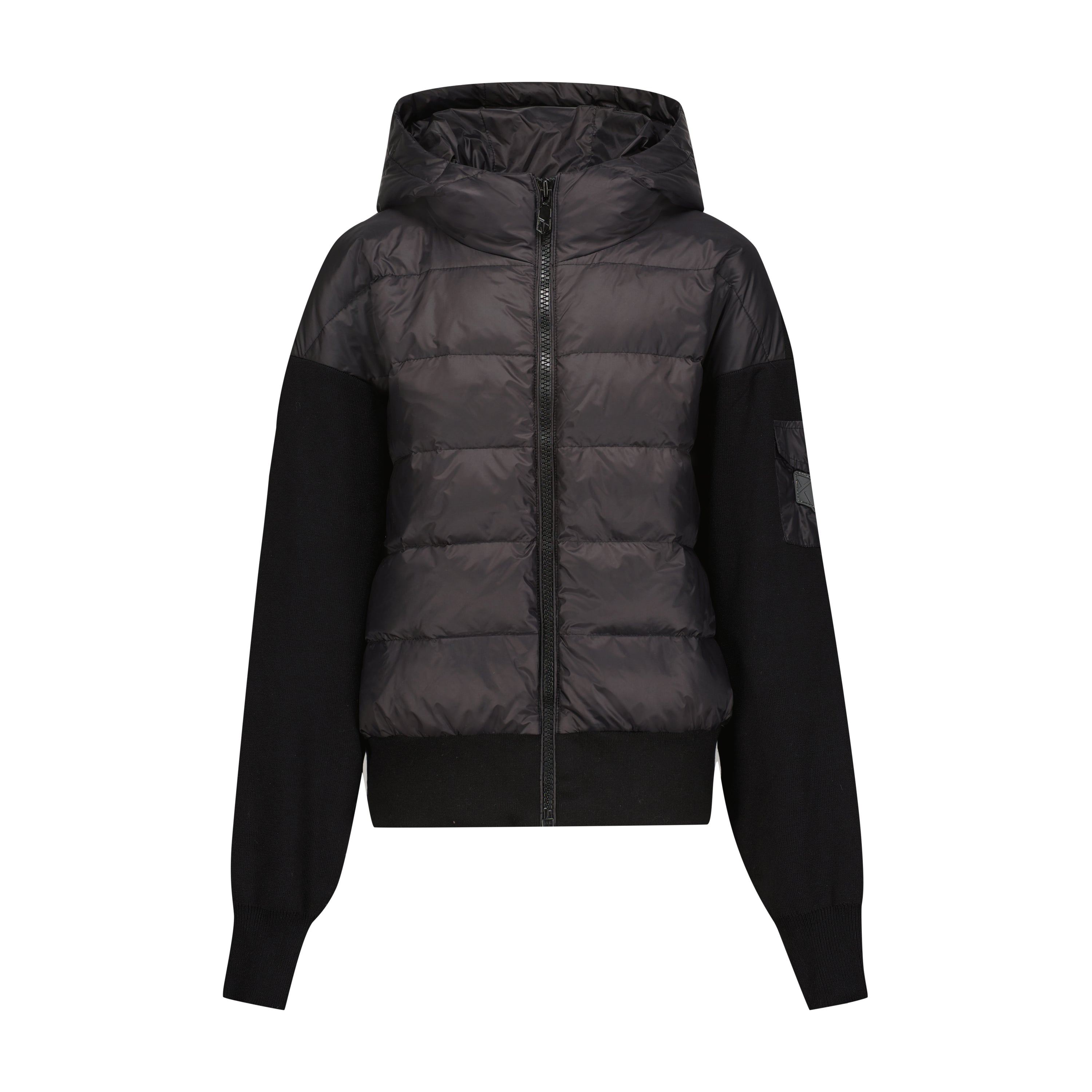 The Serene Layla, a stylish black knit garment showcasing elegance and comfort, perfect for adventurous outings.