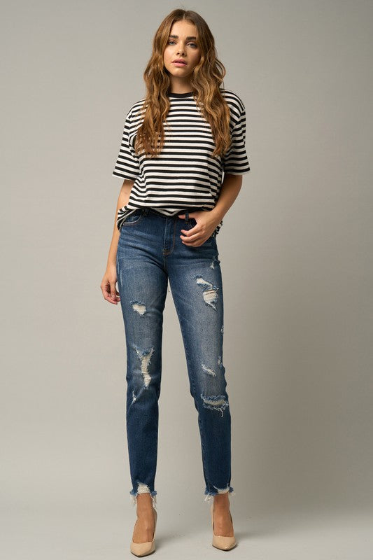Main Insane Gene Distressed Slim Girlfriend Jeans image