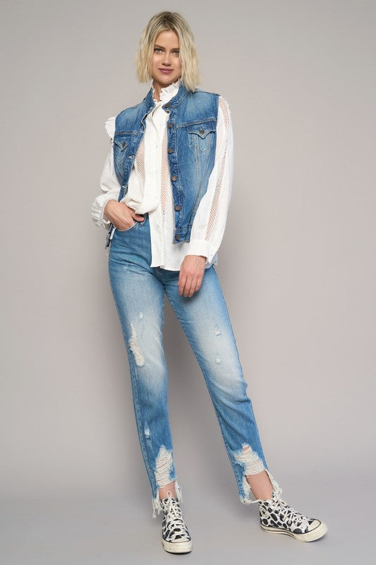 Main Insane Gene High Rise Destroyed Hem Cropped Boyfriend Jeans image