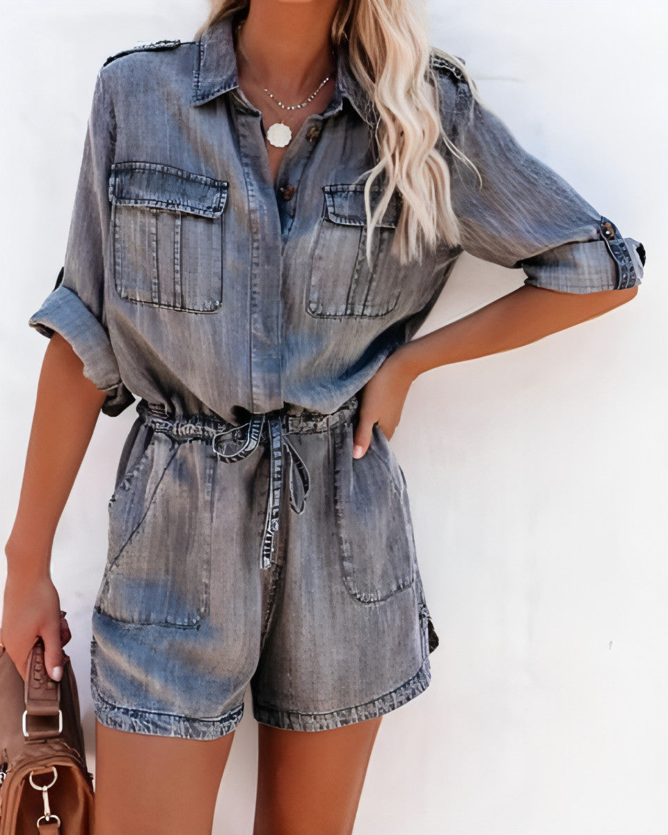 Main Loose Shirt Long-sleeved Jumpsuit image
