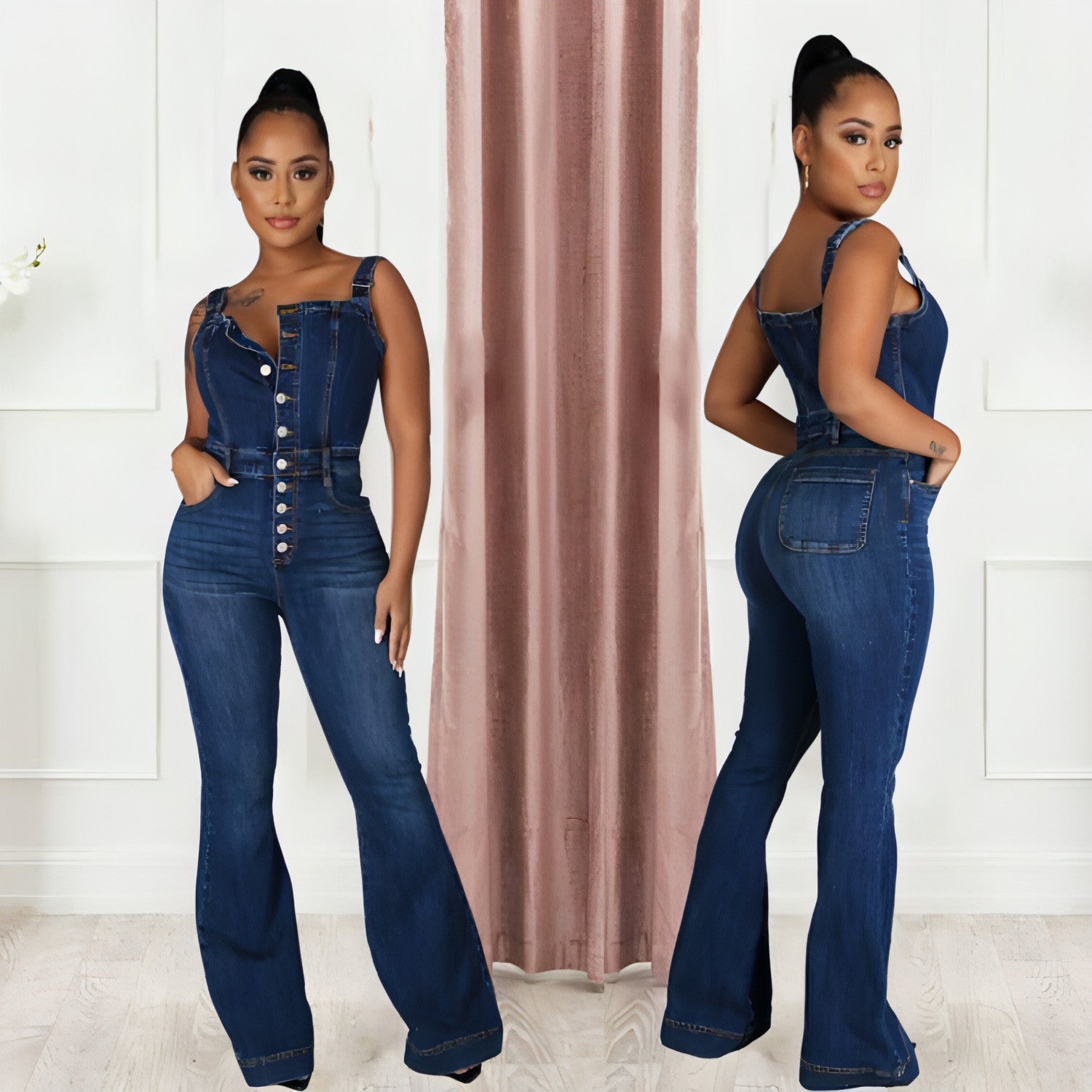 Main Women's Fashion Casual Denim Jumpsuit image