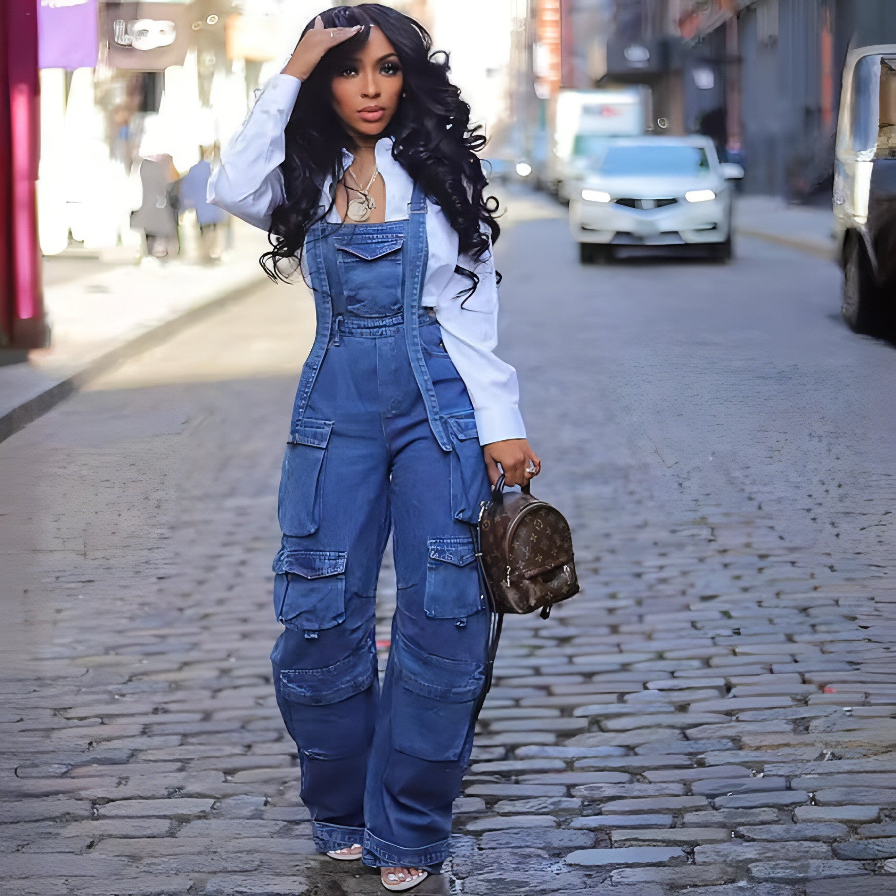 Main Women's Fashion Loose Denim Jumpsuit image