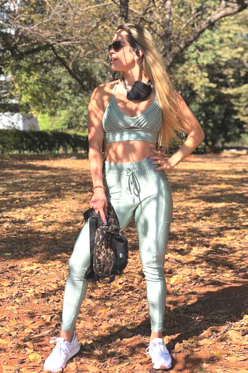 Mint Fearless High Waisted Fitted Joggers featuring a high waist and discrete cheetah print, perfect for gym and casual wear.