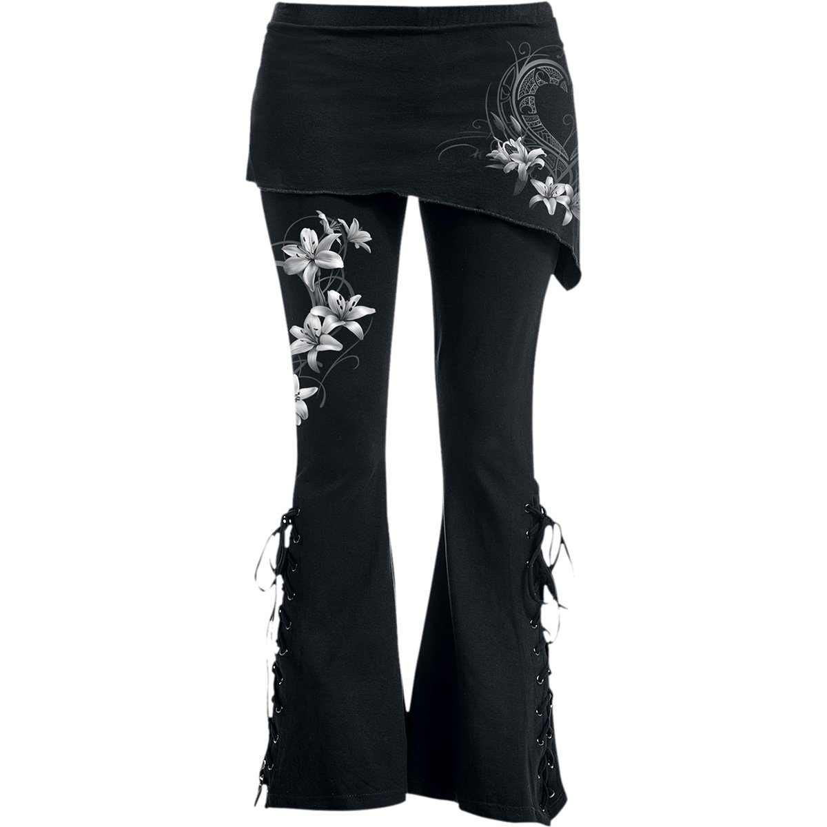 PURE OF HEART 2in1 Boot-Cut Leggings with Micro Slant Skirt, showcasing a stylish design and soft cotton fabric.