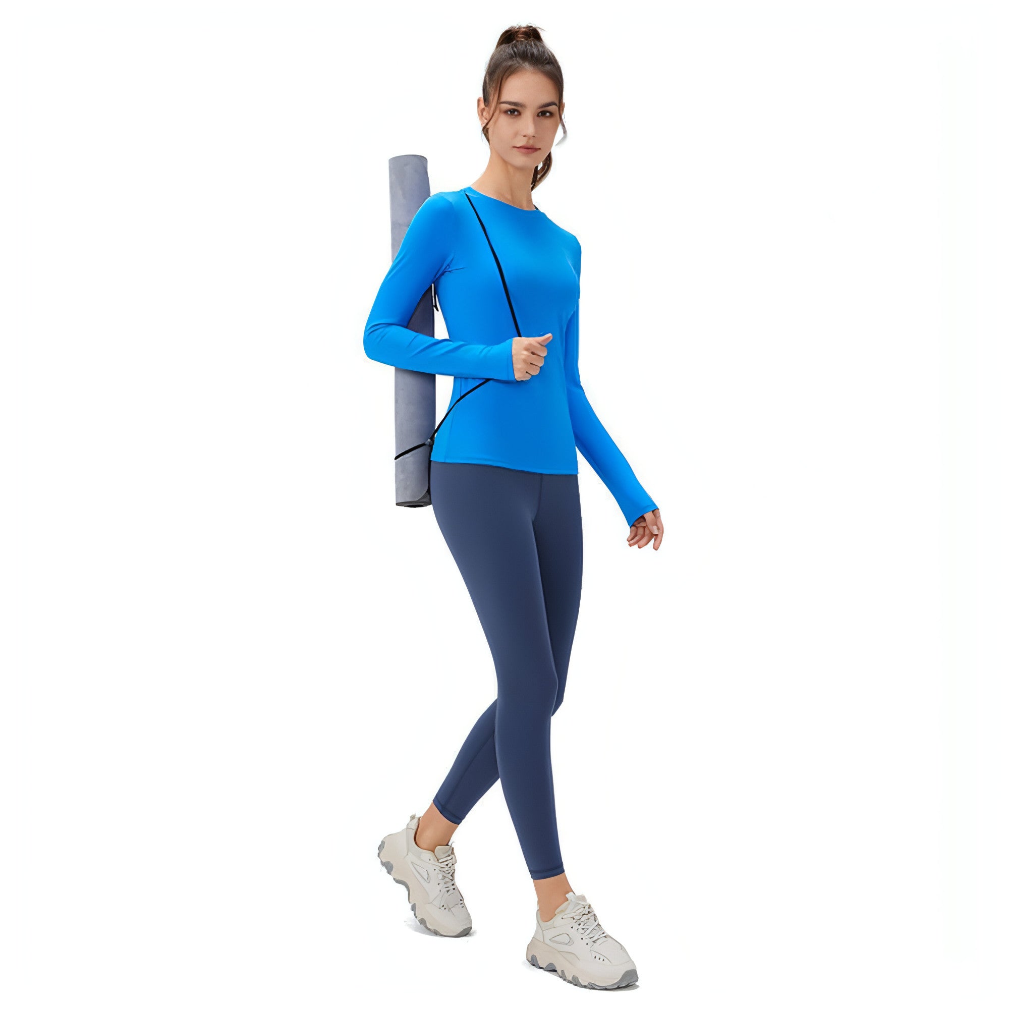 T. Skinny Slimming Nude Feel High Elastic Yoga Leggings displayed on a model, showcasing their flattering fit and high elastic material.