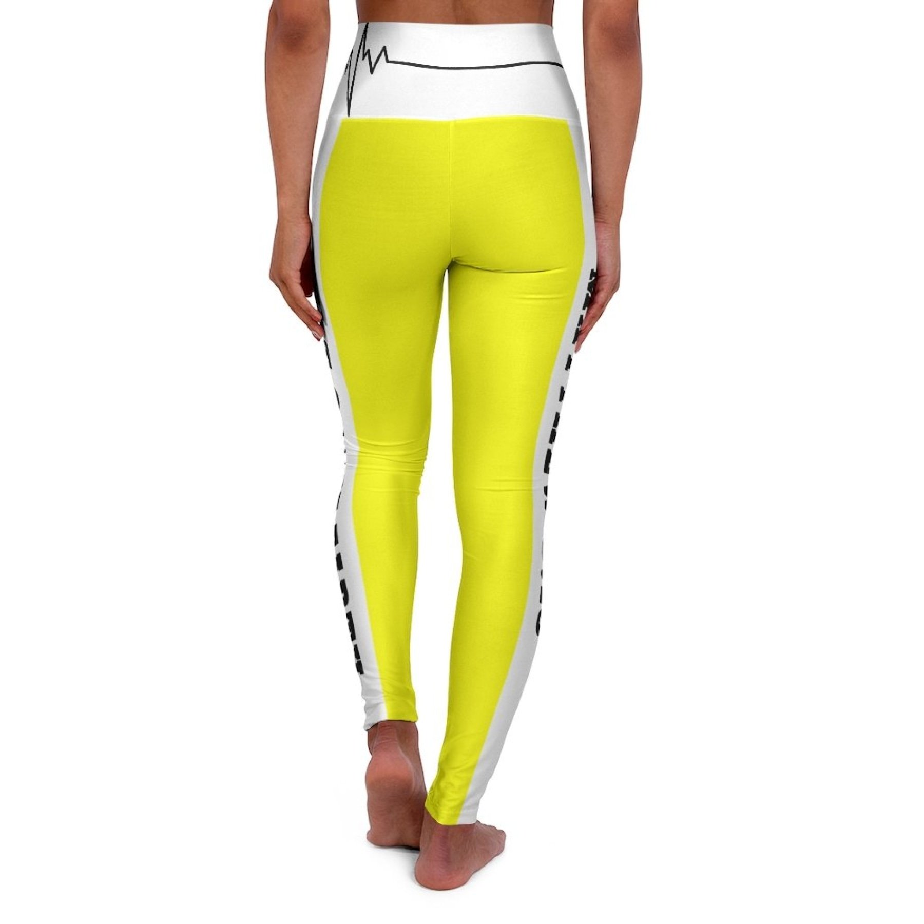Bright yellow women's high waist fitness leggings designed for comfort and style during workouts, featuring a flattering skinny fit.