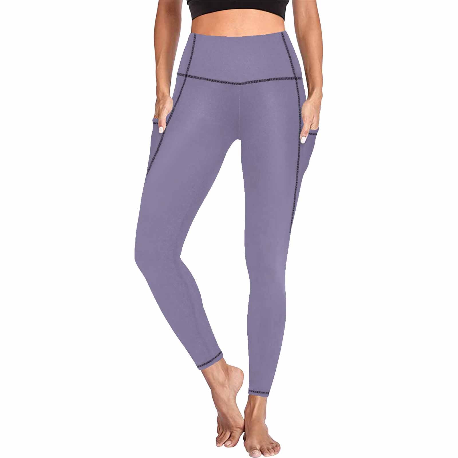 Women's Purple Haze leggings with pockets, showcasing a stylish design and lightweight fabric.