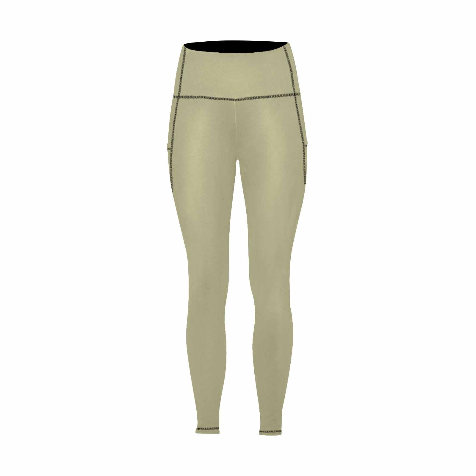 Women's Sage Green Leggings with Pockets, showcasing lightweight fabric and stylish design.