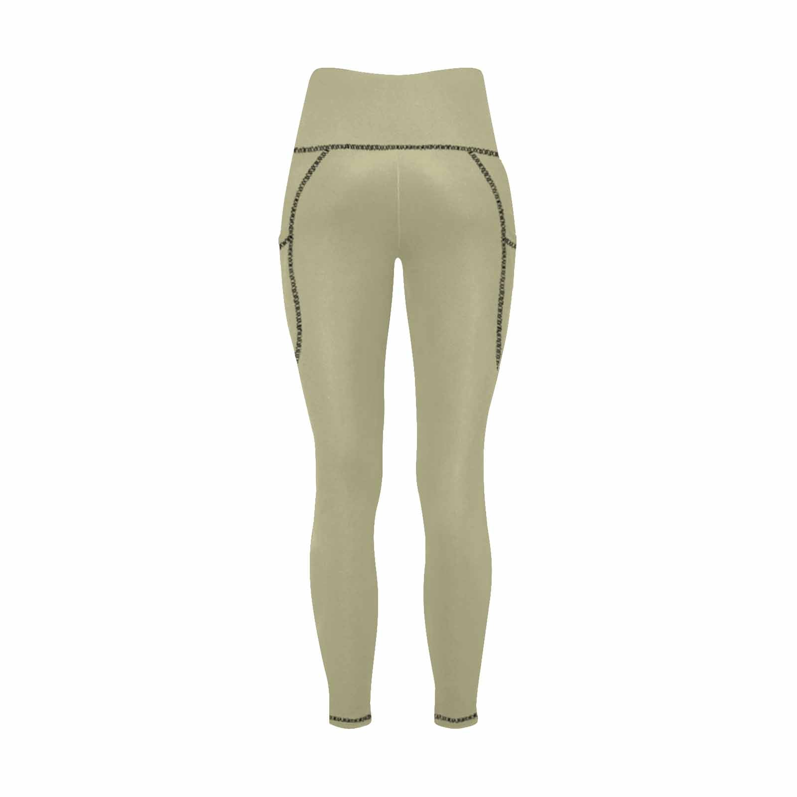 Women's Sage Green Leggings with Pockets, showcasing lightweight fabric and stylish design.