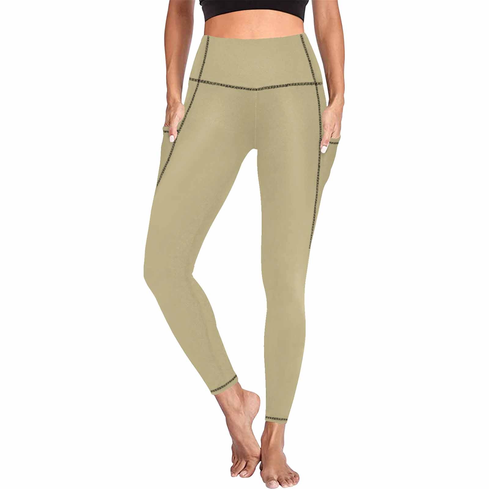 Women's Sand Dollar Brown leggings with side pockets, showcasing a lightweight and comfortable design for fitness activities.