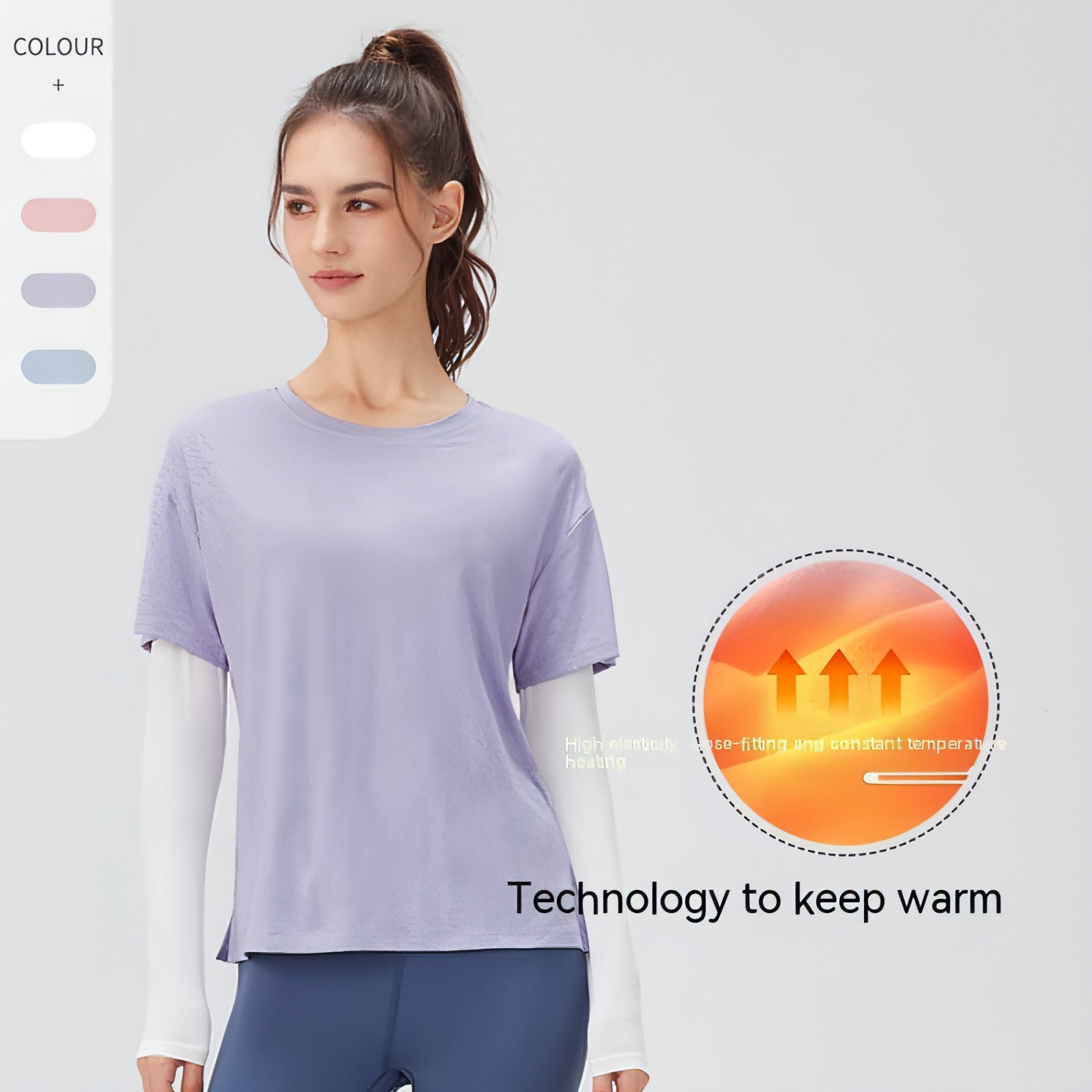 Main Z. Women's Fake Two-piece Loose Sports Long Sleeve Yoga Wear image
