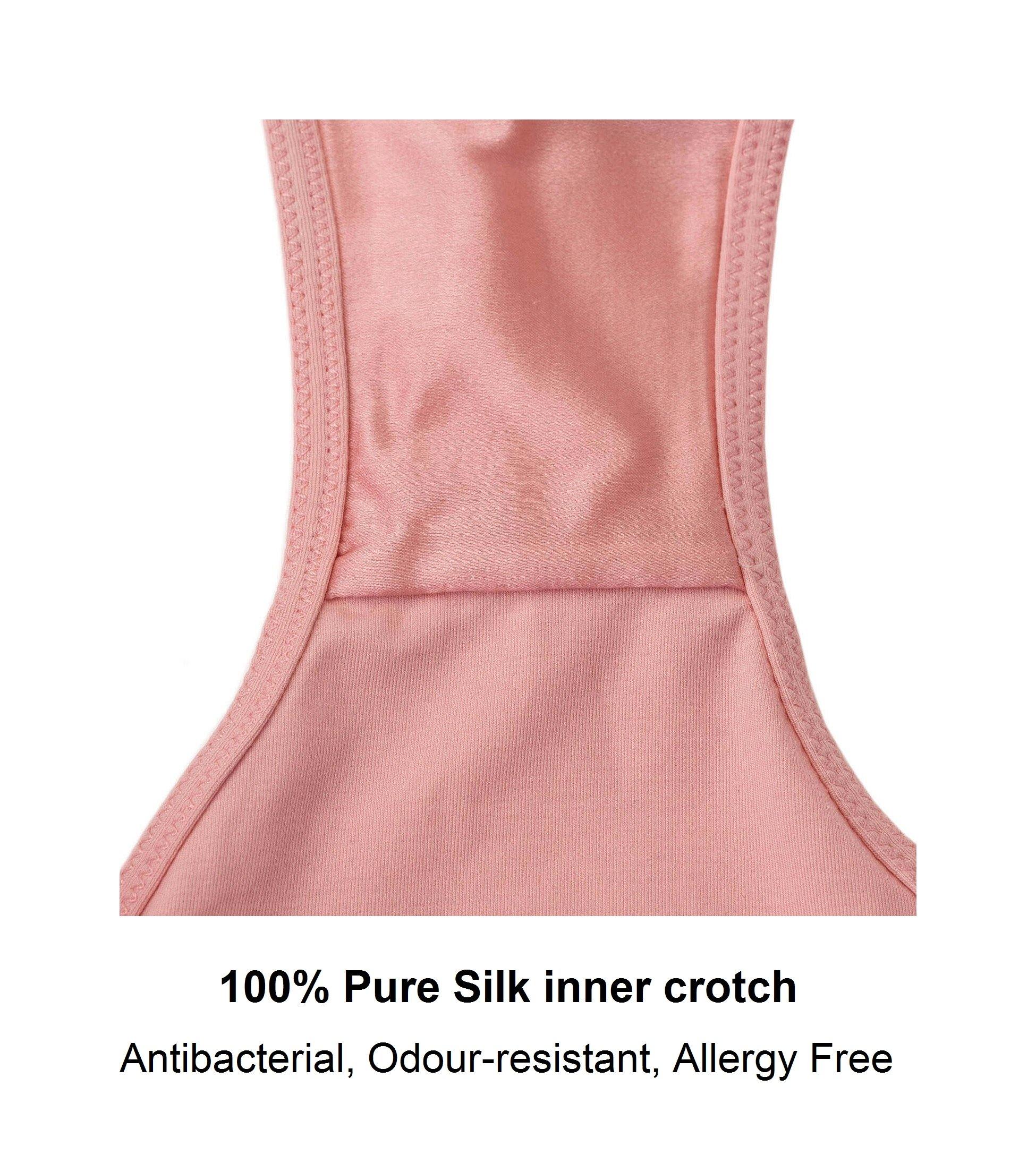 Blossom Silk & Cotton Brief showcasing luxurious silk and soft Pima cotton blend, designed for comfort and hygiene.