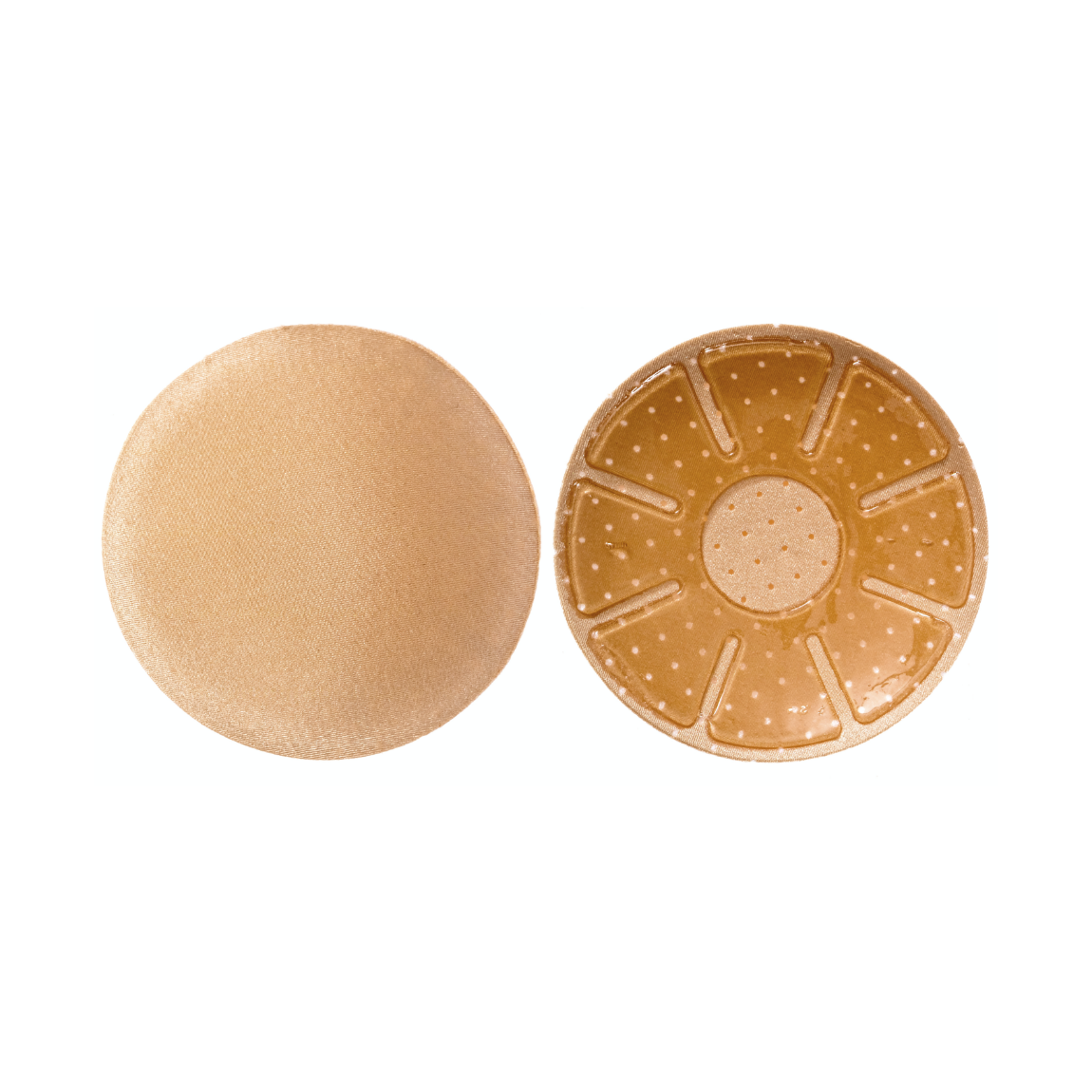 Circle Nipple Covers in a round shape, designed for discreet support under clothing, featuring ventilation holes and skin-friendly adhesive.