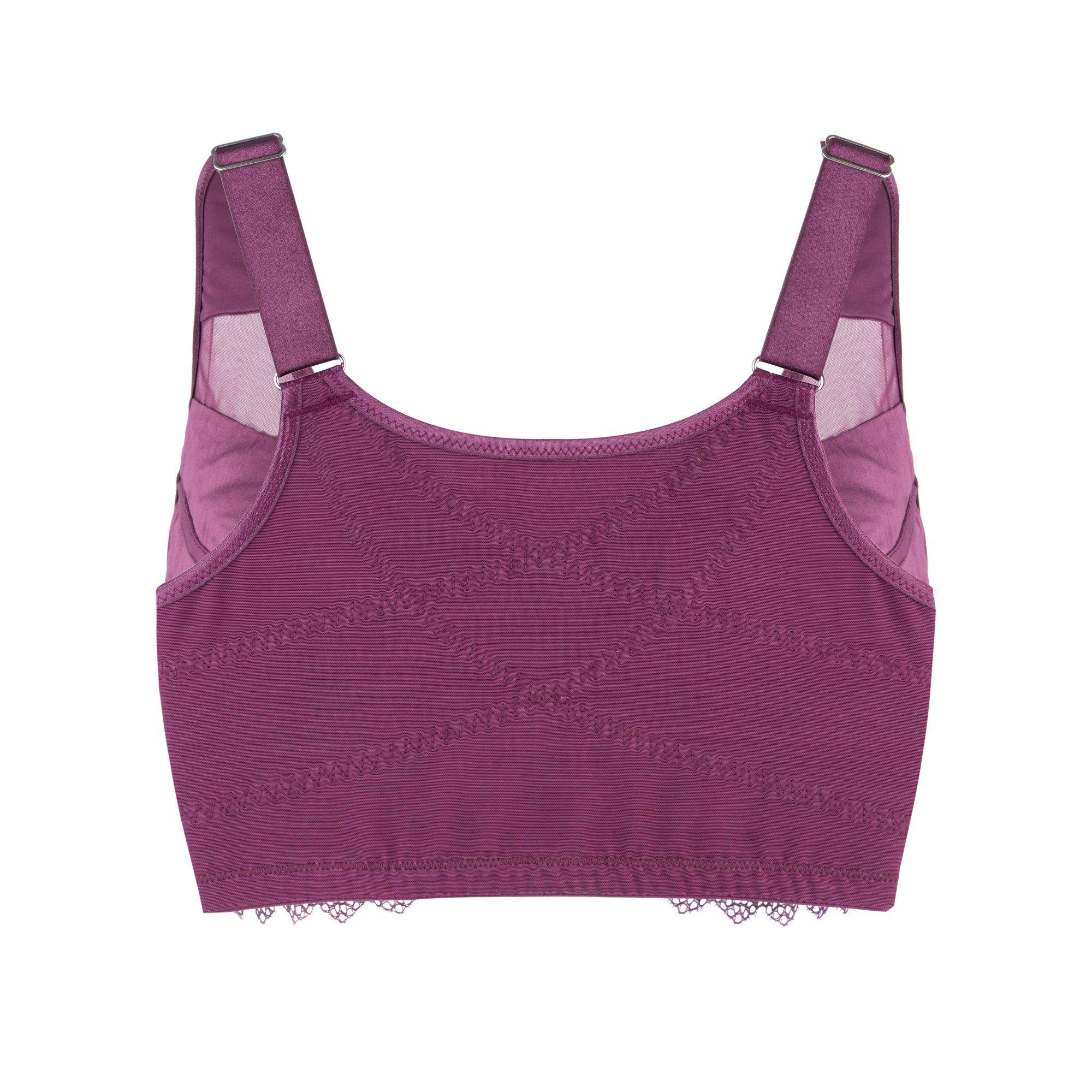 Claret Silk Back Support Cotton Sports Bra showcasing criss-cross bands and lace detailing, available in multiple colors.