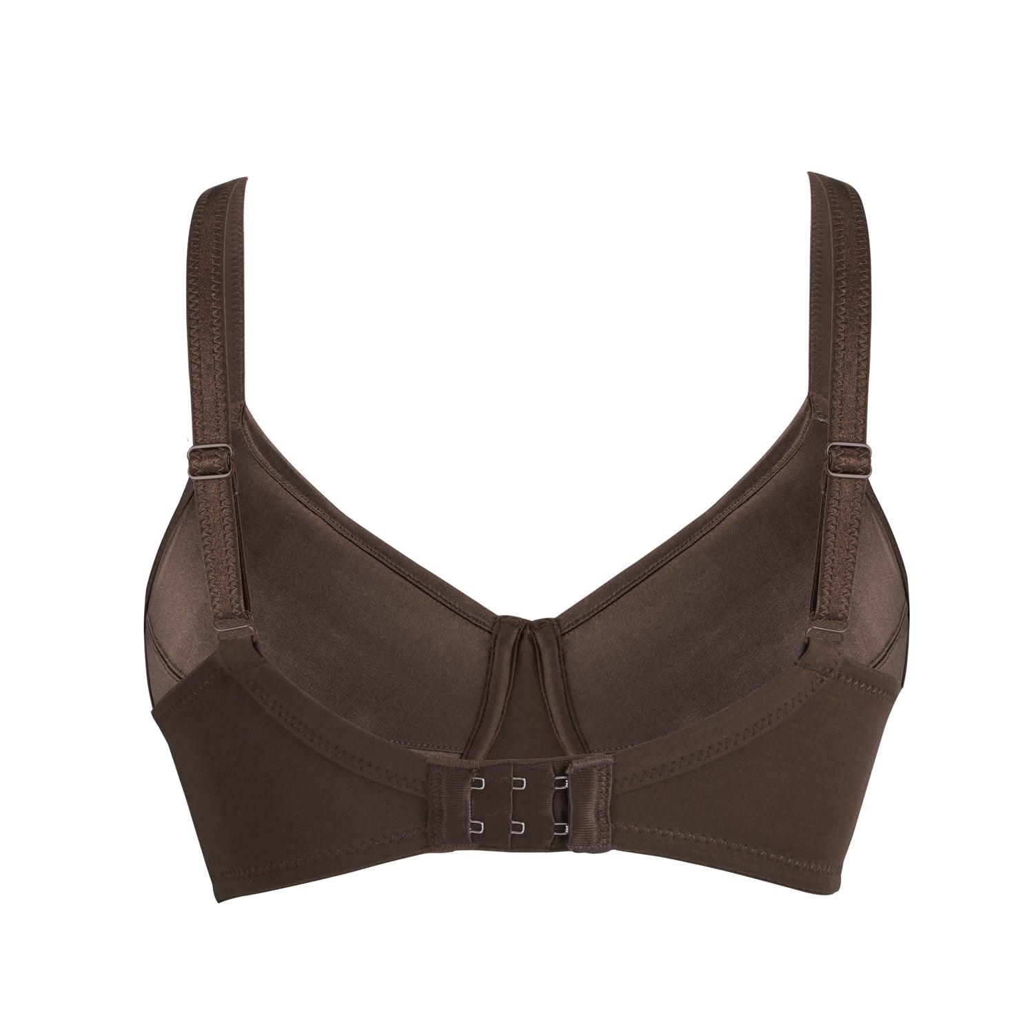 Cocoa-Supportive Non-Wired Silk & Organic Cotton Full Cup Bra showcasing its luxurious silk and cotton blend fabric.