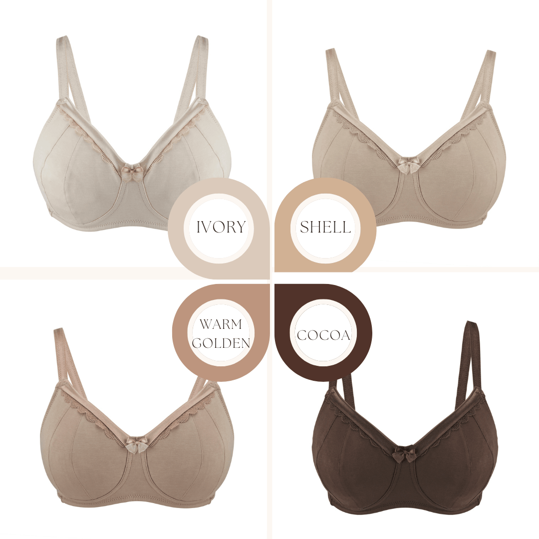Cocoa-Supportive Non-Wired Silk & Organic Cotton Full Cup Bra showcasing its luxurious silk and cotton blend fabric.