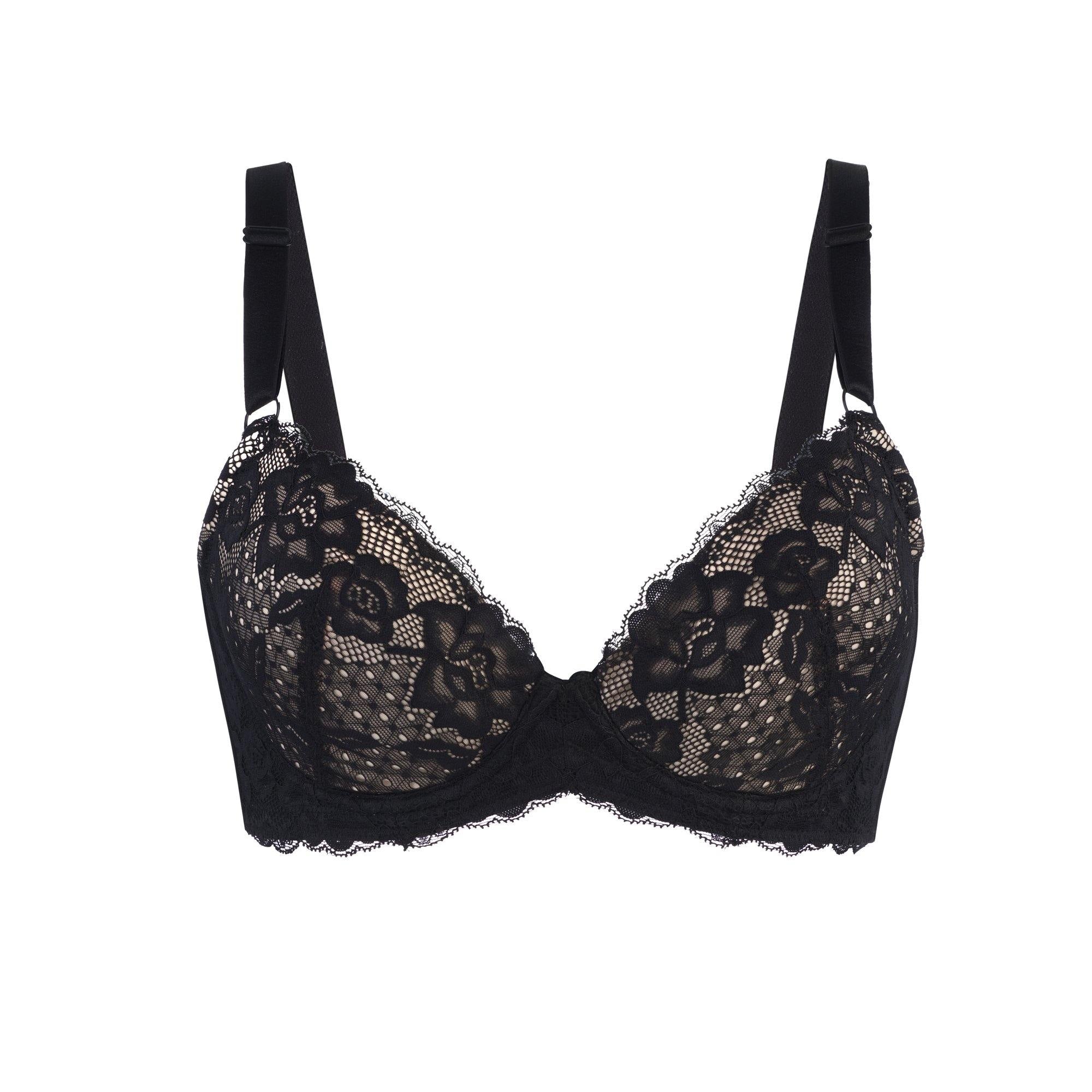Debbie Lace Organic Cotton & Silk Plunge Bra featuring elegant lace detail and soft silk-cotton blend fabric.