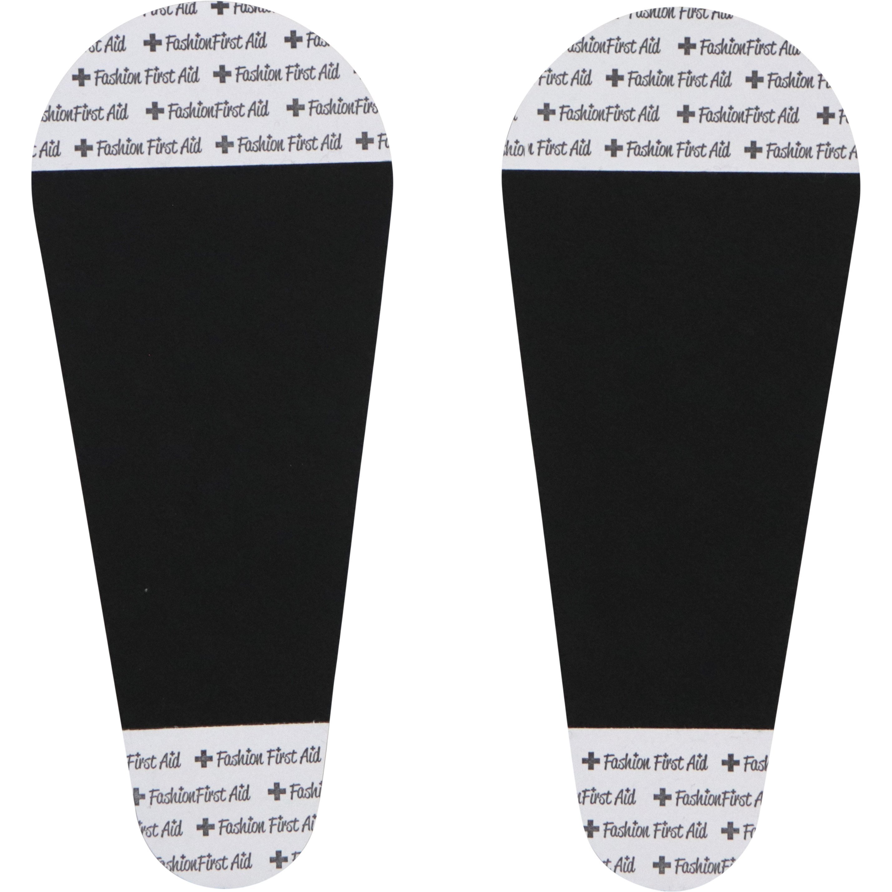 Black heel inserts with text