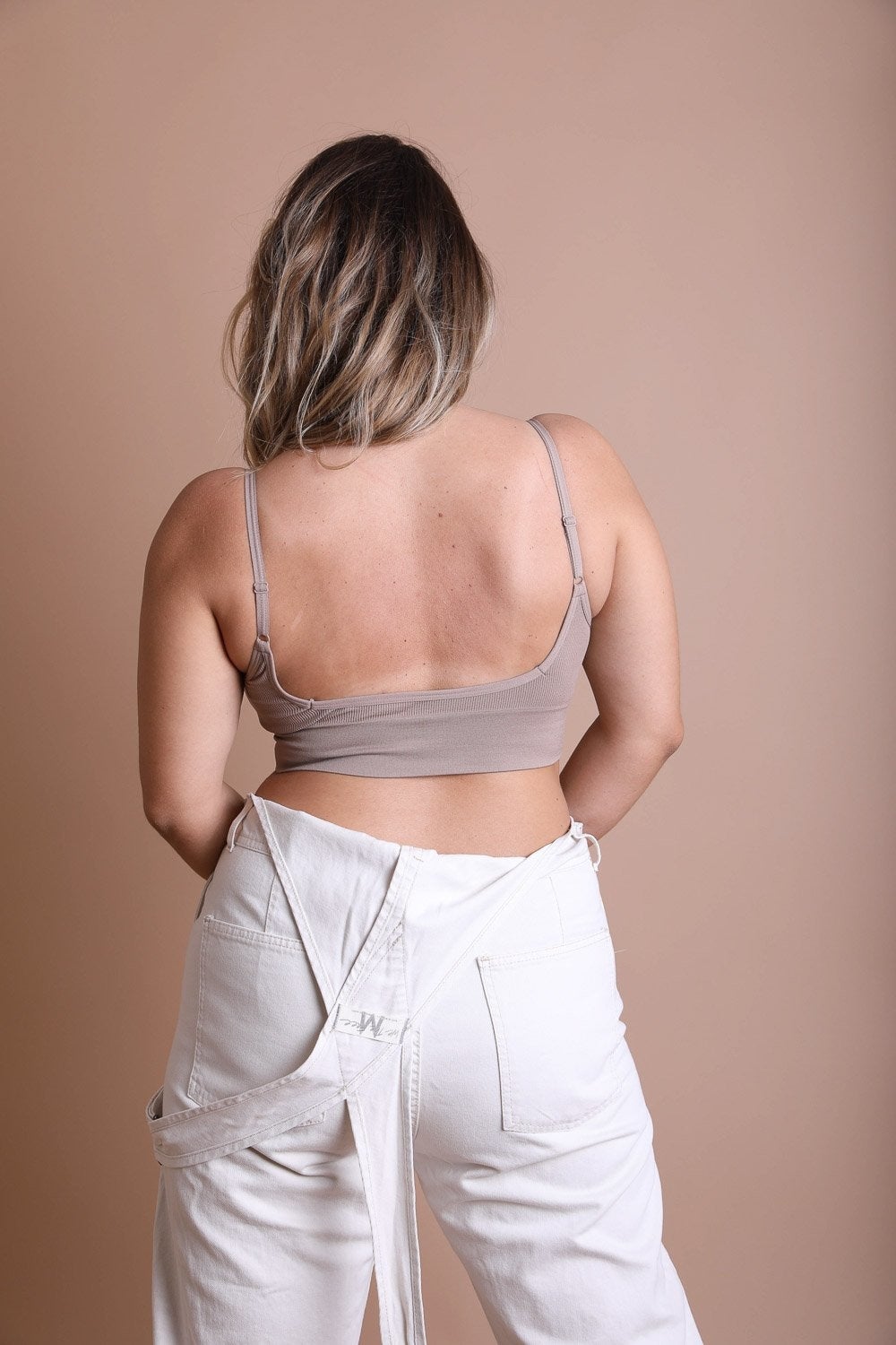 Low Back Seamless Bralette Plus in soft nylon and spandex, showcasing a low-cut design for enhanced curves and comfort.