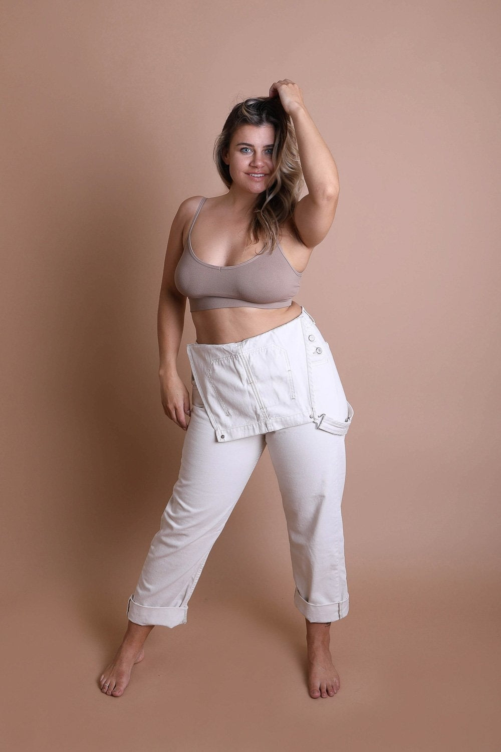 Low Back Seamless Bralette Plus in soft nylon and spandex, showcasing a low-cut design for enhanced curves and comfort.