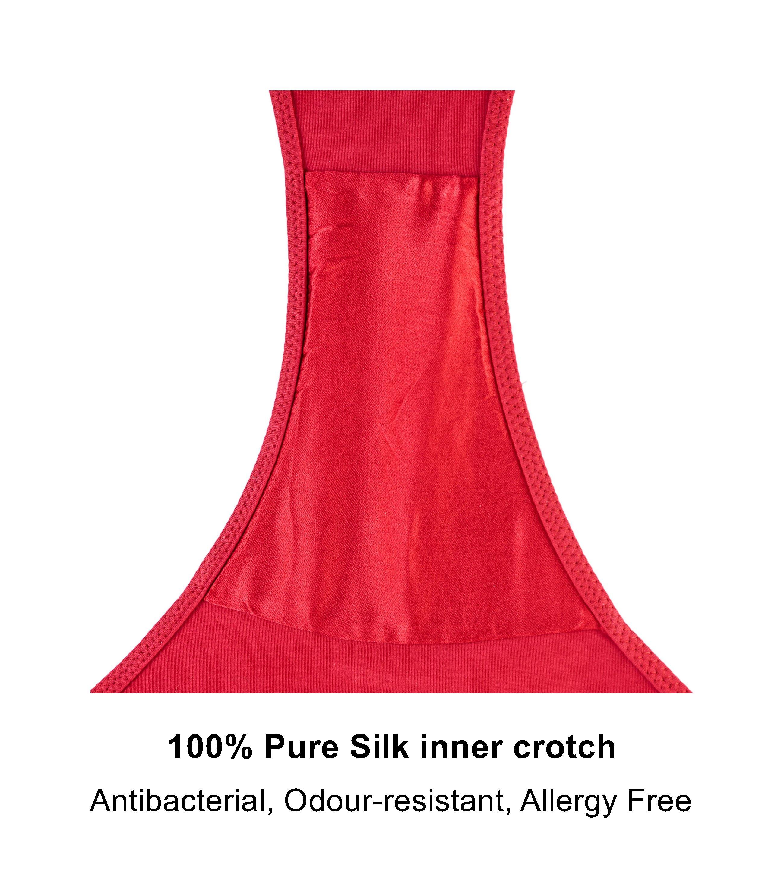 Passion Red Silk & Organic Cotton Brief showcasing luxurious silk and soft Pima cotton blend, designed for comfort and elegance.