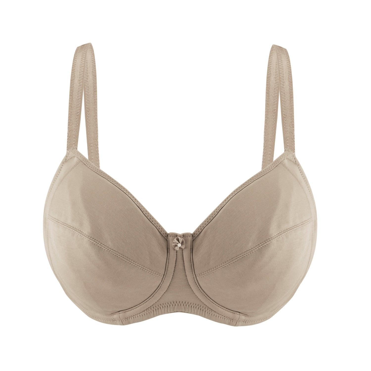 Luxurious Shell-Underwired Silk & Organic Cotton Full Cup Bra with removable padding, showcasing its elegant design and soft fabric.