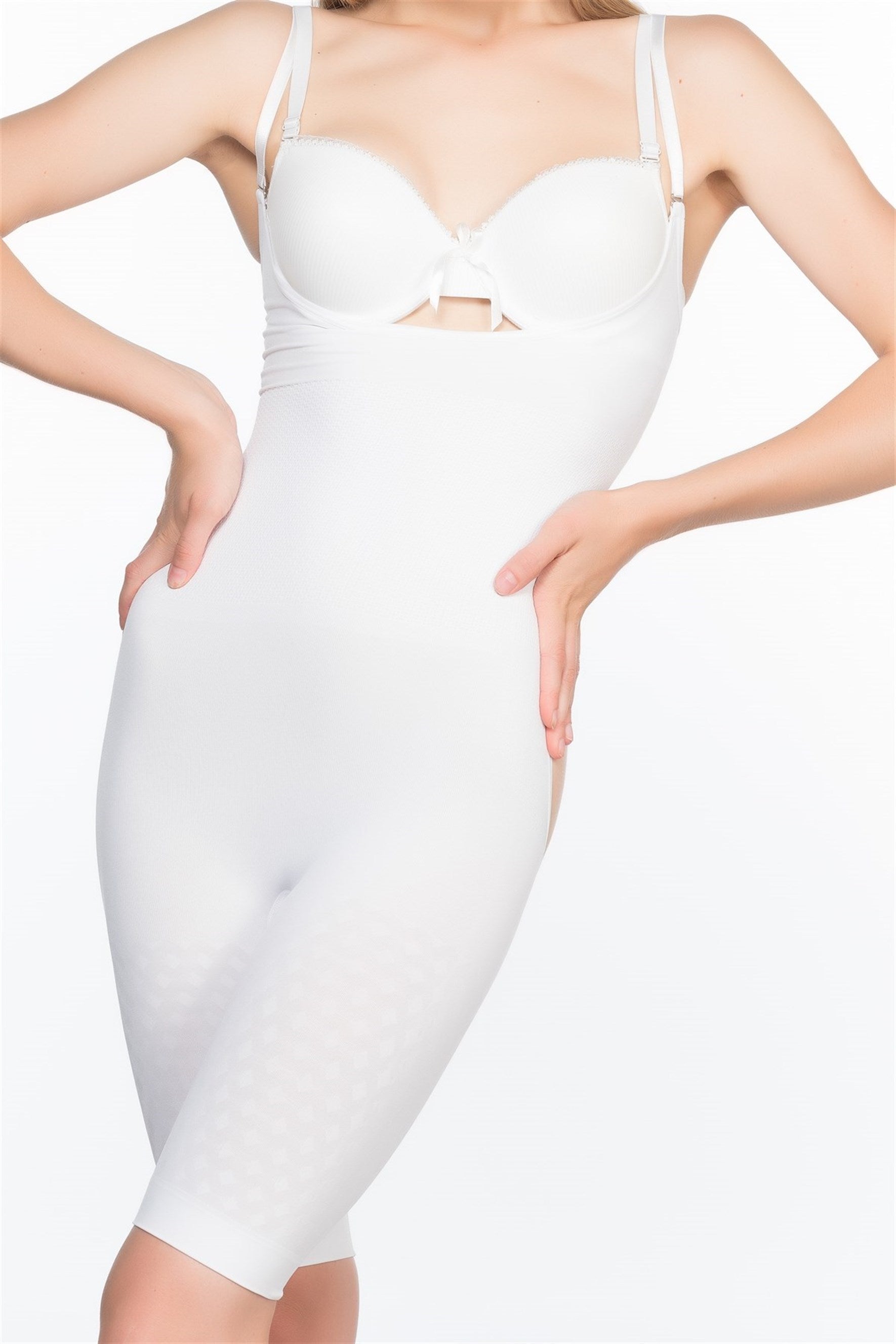 Shopymommy 2038 Seamless Long Johns Boxer Postpartum Corset featuring anti-slip silicone backing and breathable fabric.