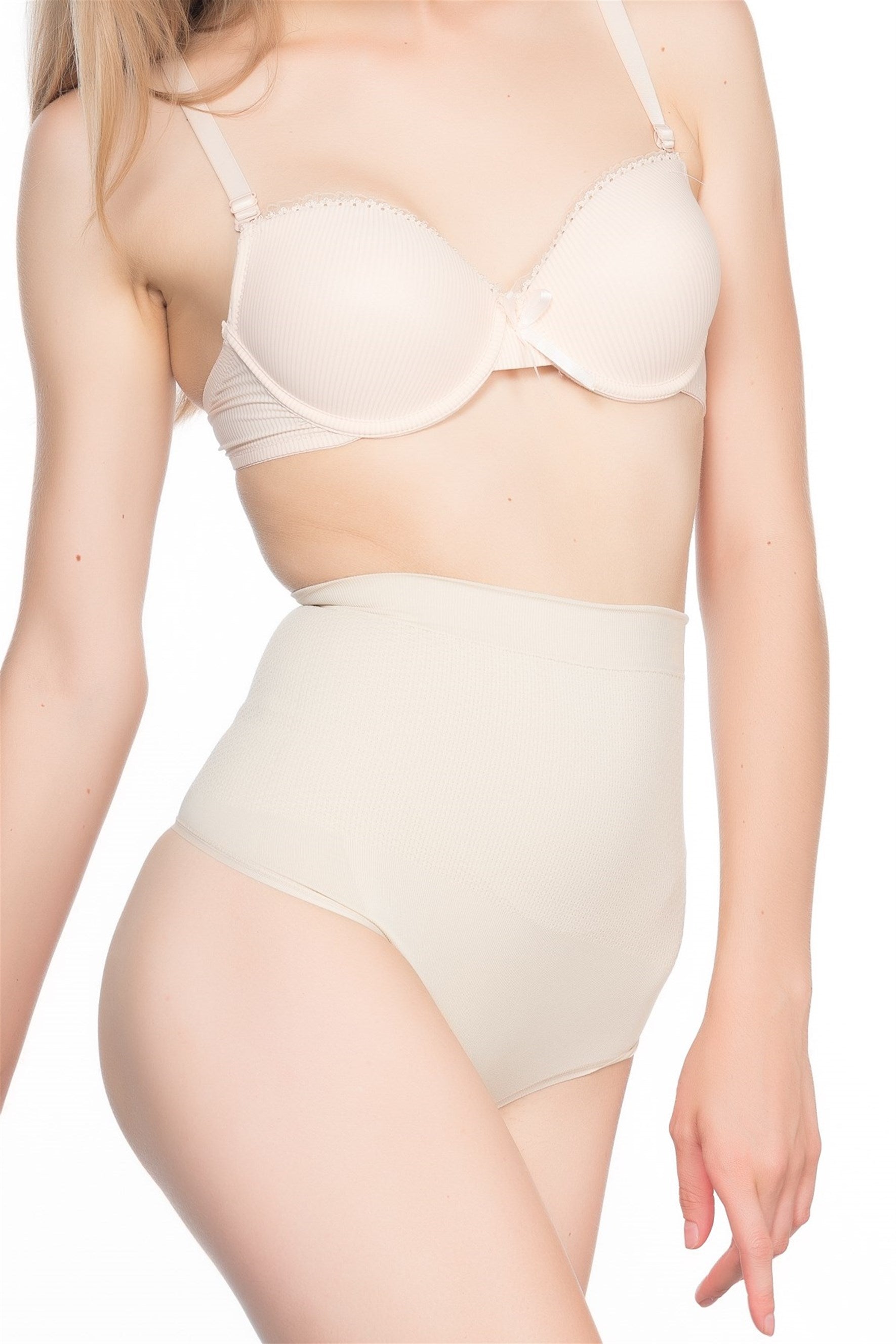 Shopymommy 2054 Seamless String Postpartum Corset in a neutral color, showcasing its seamless design and breathable fabric.