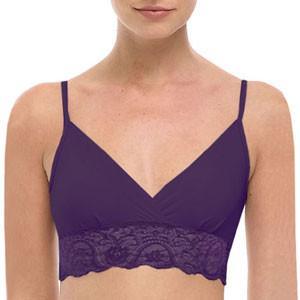 Wireless Triangle Bralette by Commando in Plum Purple with soft triangle cups and stretch lace band.