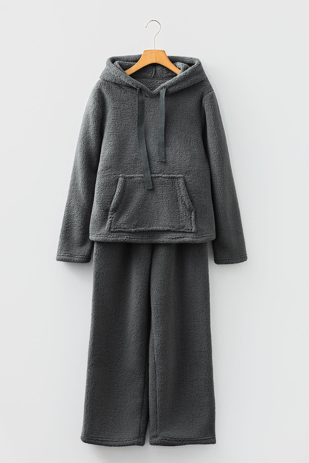 Main Fuzzy Drawstring Hoodie and Pants Lounge Set image