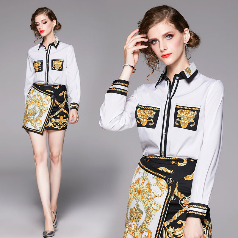 Main SweetCharm™ – 2-Piece Long Sleeve Top & Mini Skirt Set image