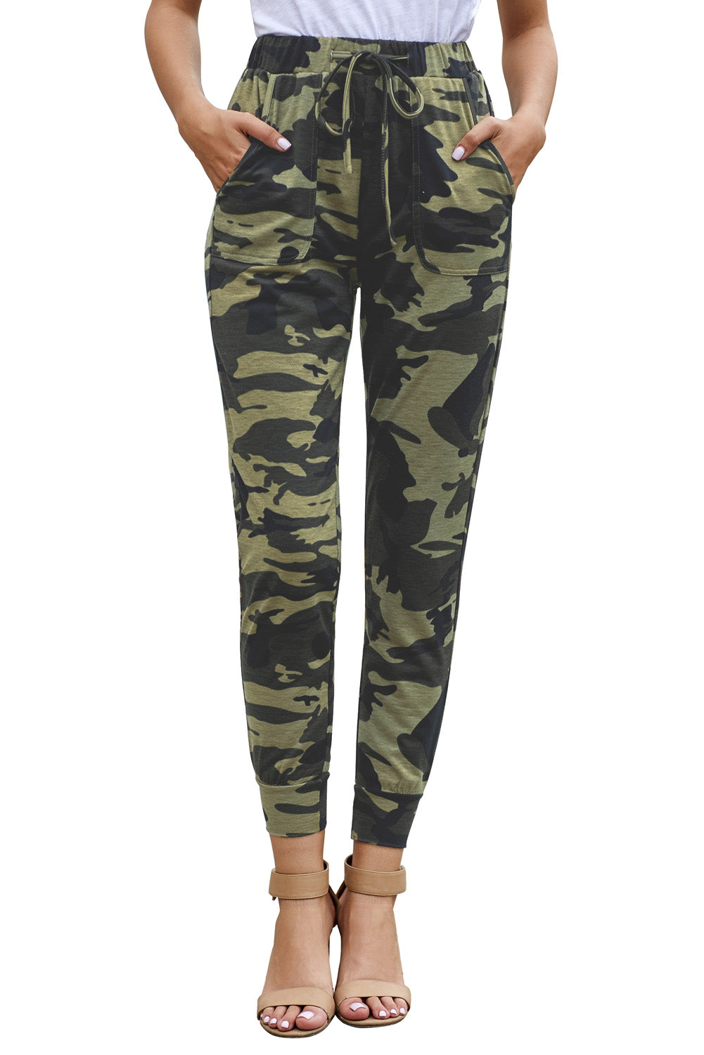 Fashion Camouflage Casual Sports Pants featuring a trendy camouflage print, elastic waist with drawstring, and side pockets for convenience.