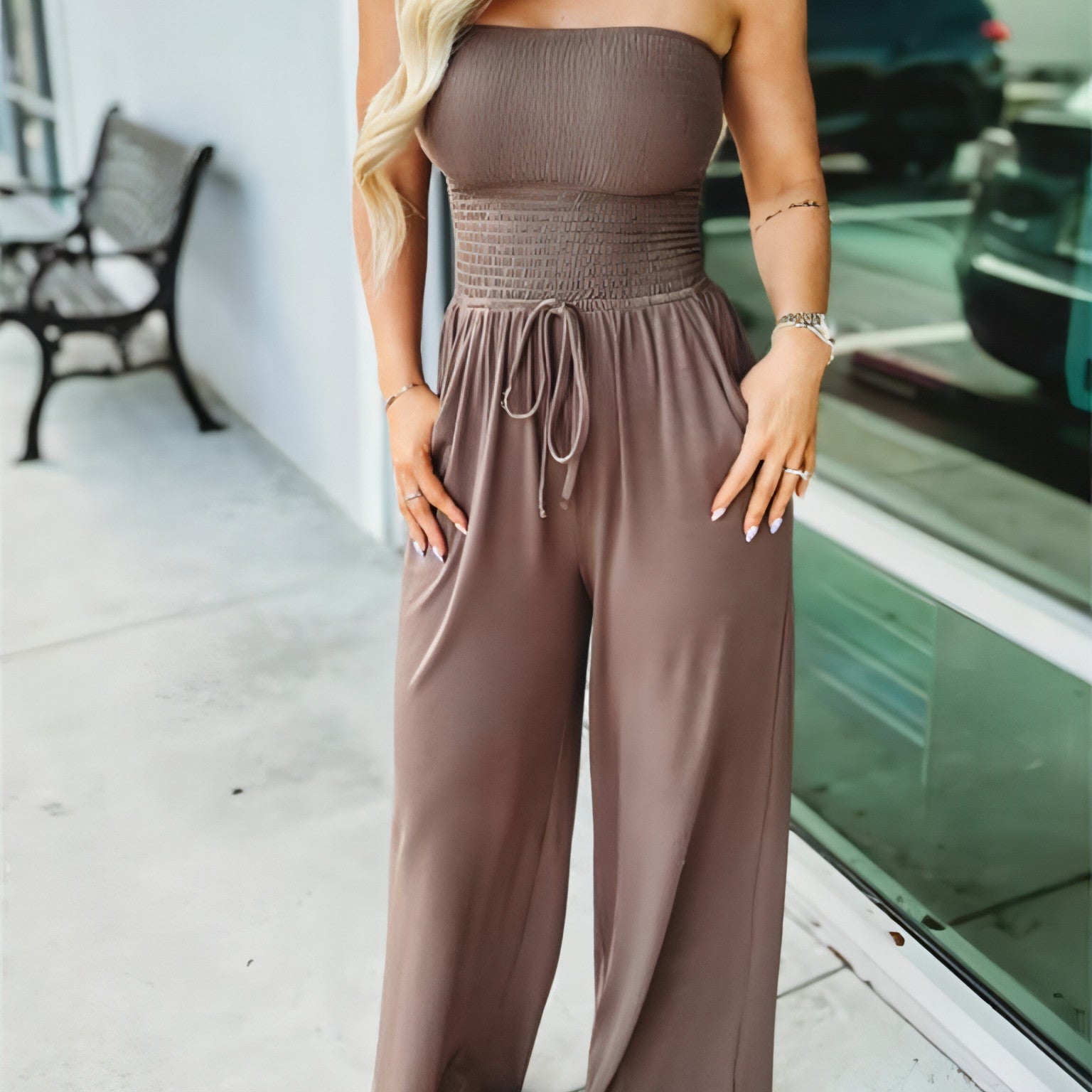 Main Women's Clothing Casual Square Shoulder Chest-wrapped Wide-leg image