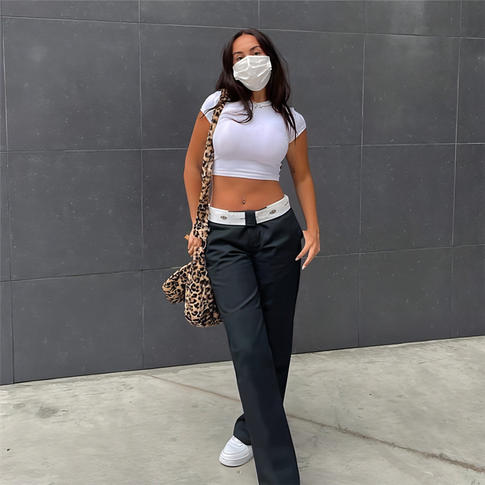 Main Women's Solid Color Fashion Street Printed Loose Casual Straight Pants image