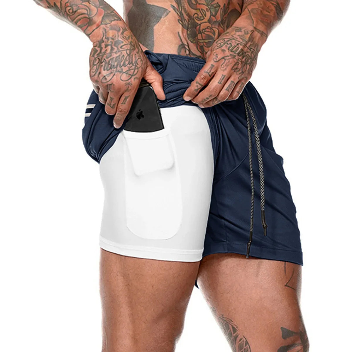Fit Guy Beach Shorts in solid color, made of polyester, suitable for beach and gym activities, featuring an elastic waistband for comfort.