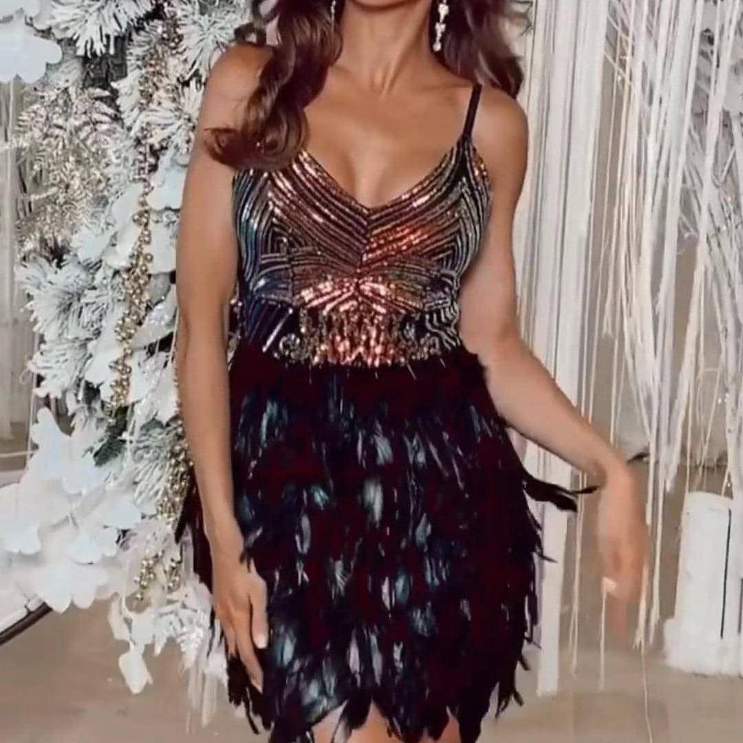 Main Fashion Suspenders Sleeveless Tight Sequins Dress image