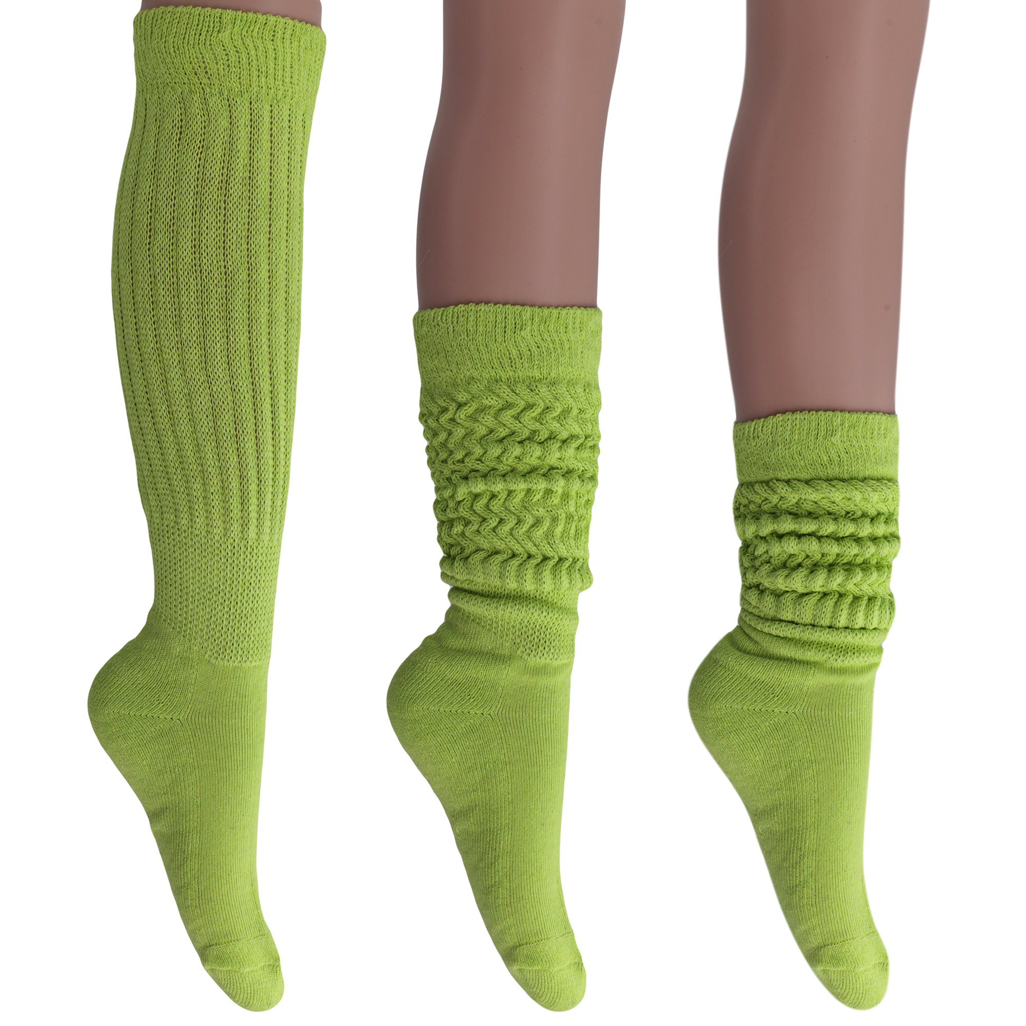 Main Almond Green Slouch Socks for Women Premium Cotton Knee High Socks image