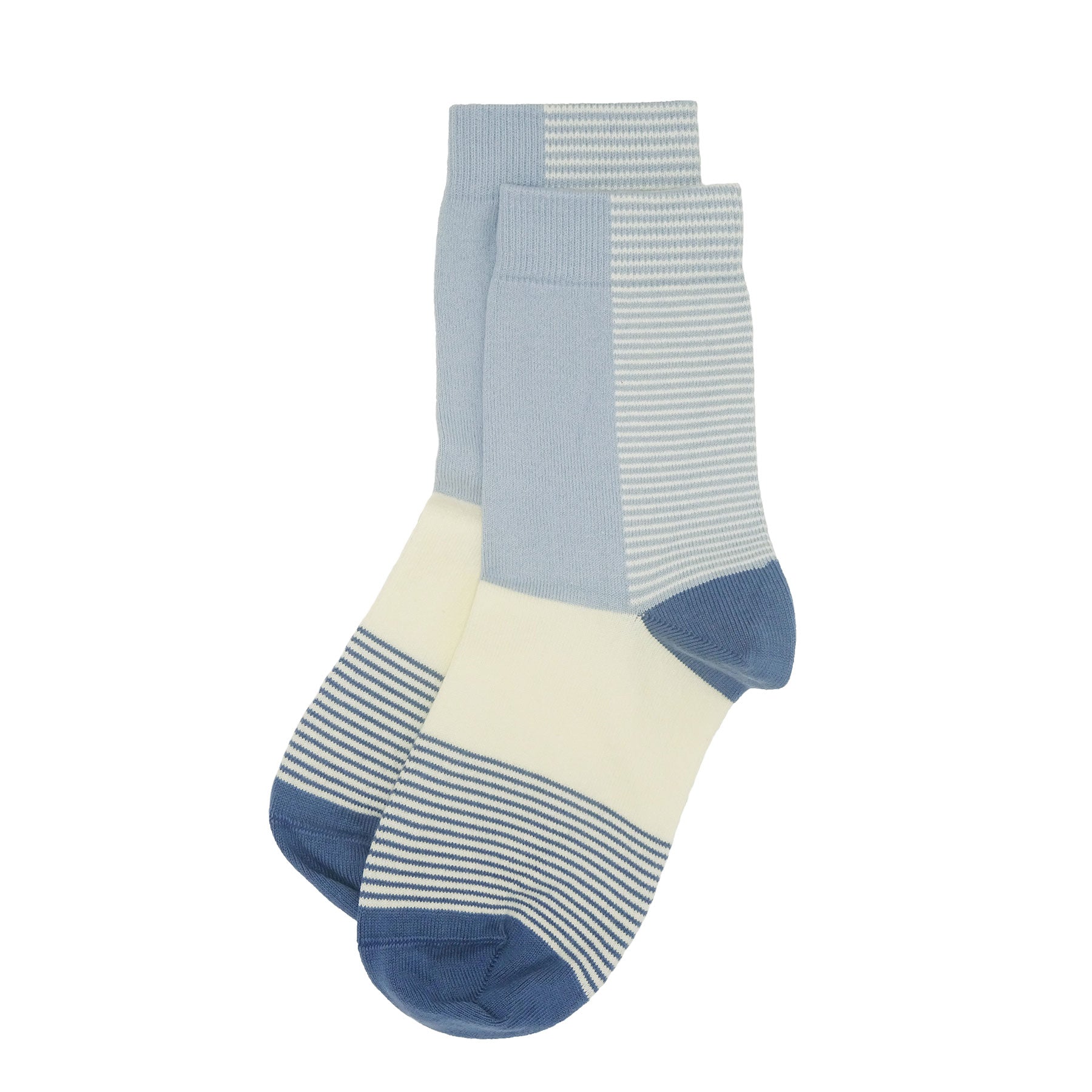 Anne Women's Socks in Jasmine featuring soft fabric, contrasting heel and toe, and cream stripes, perfect for stylish comfort.