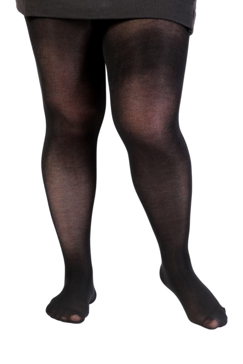 BARBARA plus size black viscose tights for women, showcasing soft fabric and elastic waistband.