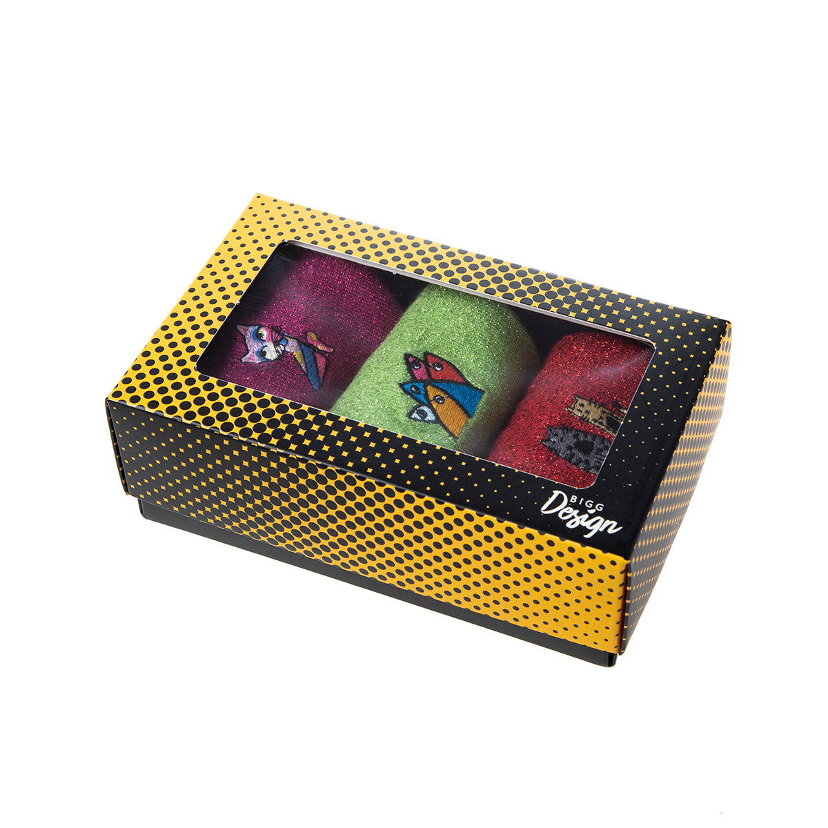 Biggdesign Damen Glitzer Socken Set in bunten Farben, hergestellt aus natürlicher Baumwolle, ideal für jeden Schuhstil.