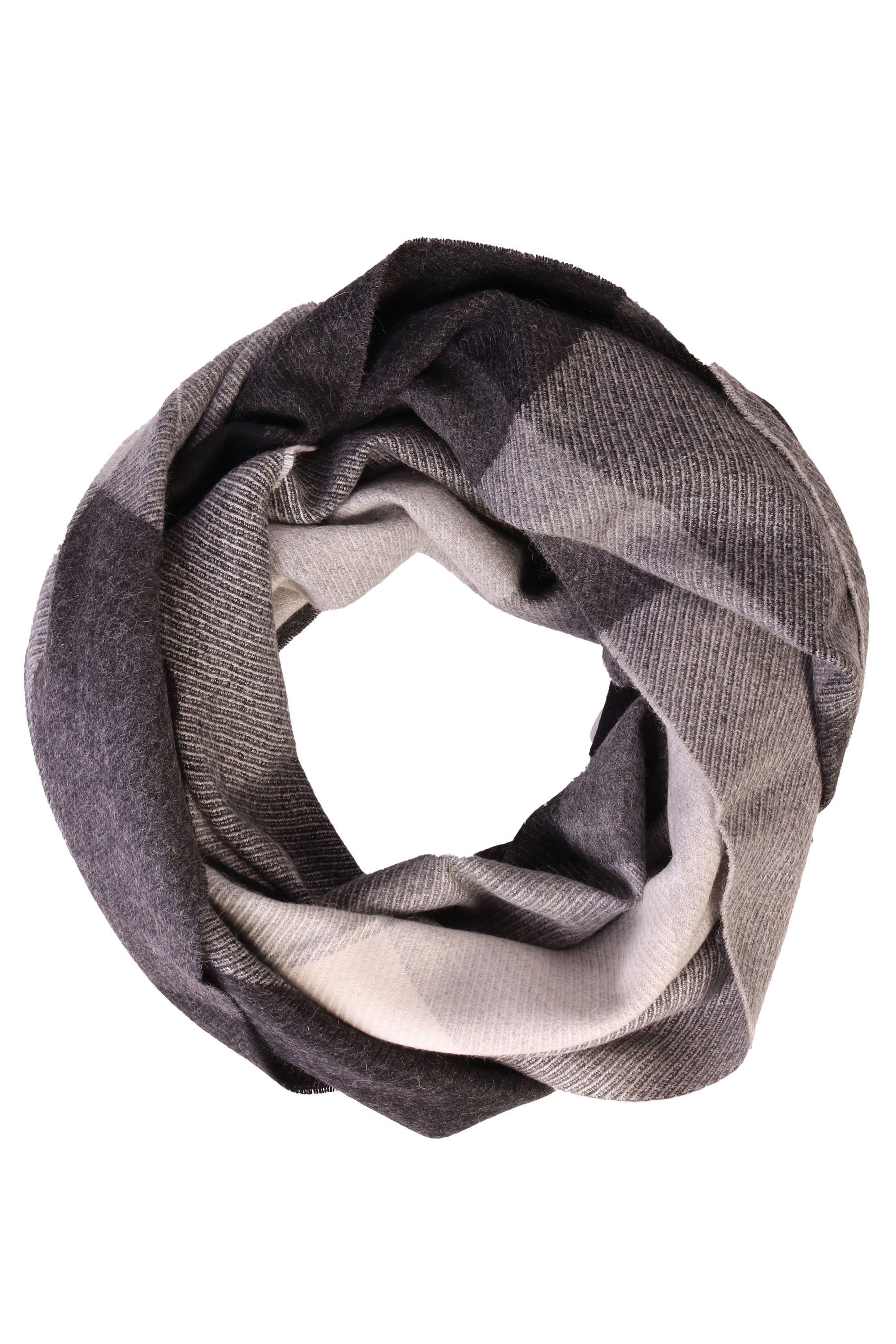 Luxurious black-gray checked alpaca wool big scarf, showcasing its soft texture and elegant design.