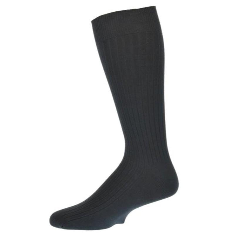 A pair of Classic Fine Ribbed Combed Cotton Crew Socks in vibrant colors, showcasing their mid-calf length and smooth toe seaming for comfort.